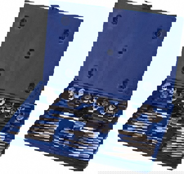 Tap & Die Set: 1/8-28 to 1/8-28 Taps, 1/8-28 to 1/8-28 Dies, BSP, Metric Coarse & Metric Fine